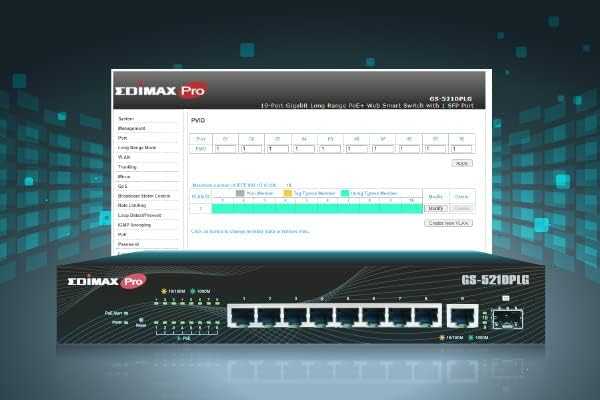 Šakotuvas EDIMAX SMB Gigabit PoE+ su 1 SFP lizdo žiniatinklio išmaniuoju jungikliu
