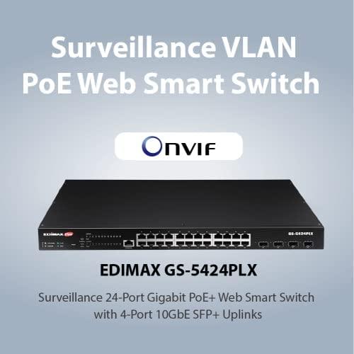 Šakotuvas EDIMAX 24 prievadų gigabito PoE tolimojo ryšio 10 GbE uplink komutatorius