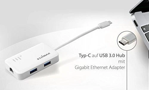 Edimax EU-4308 USB-C iki 3 prievadų USB 3.0 Gigabit Ethernet Hub