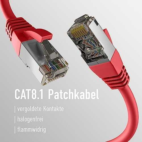 Efb Elektronik M-Cab CAT8.1 Raudonas 2M PATCH CORD/RJ45 S/FTP LSZH 40GBIT CU LAN