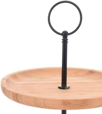 Excellent Houseware Bamboo Serviravimo Lėkštė 2 Aukštų 24 cm