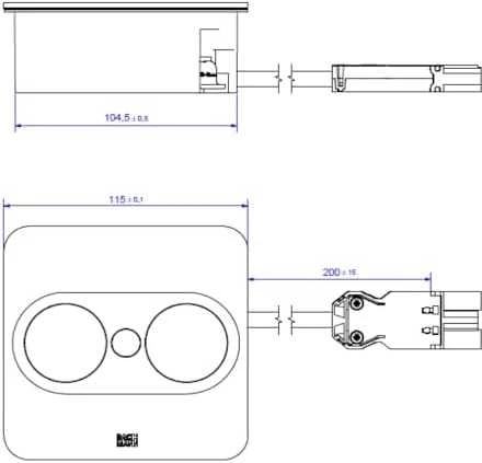 Bachmann Lizdas elektrinis TWIST 2 1xCEE7/3 1xUSB A/C 22W 0.2m (GST18) kvadratinis šonas
