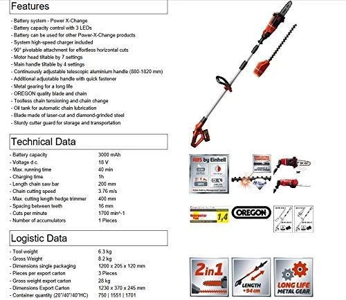 Akumuliatorinė aukštapjovė - gyvatvorių žrklės Einhell GE-HC 18 LI T Kit