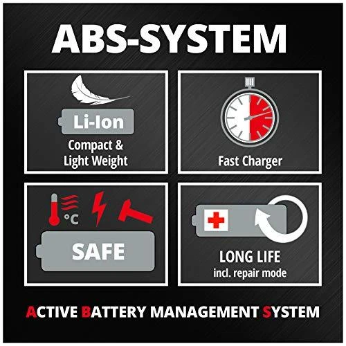 Einhell ABS akumuliatoriaus valdymo sistemos schema