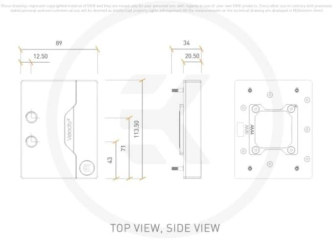 Ek Water Blocks EK vandens blokai EK Vanduo blokai EK-Quantum Velocity² D-RGB (AM5 Baltas leidimas)