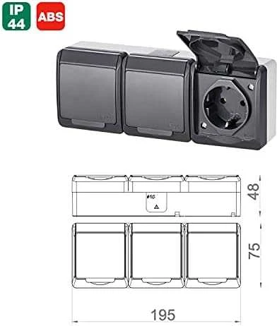 Trivietis kištukinis lizdas ELEKTRO-PLAST HERMES, IP44