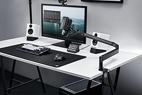 Elgato | Wave Mic Arm | 10AAN9901 | Viršutinės rankos darbo stalo prošvaisa (160 mm); Apatinės rankos darbo stalo prošvaisa (70 mm); Horizontalus siekis (740 mm); Vertikalus sukimas (90 ° aukštyn / 60 ° žemyn (alkūnė); Stalinis spaustukas išplečiamas iki 60 mm | Žemas profilis