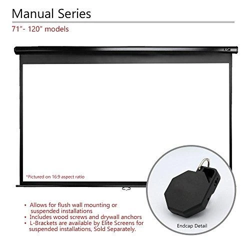 Elite Screens | Manual Series | M100UWH | Įstrižainė 100" | 16:9 | Matomo vaizdo plotis (W) 221 cm | Juodas
