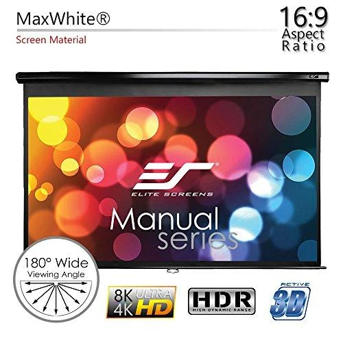 Elite Screens | Manual Series | M100UWH | Įstrižainė 100" | 16:9 | Matomo vaizdo plotis (W) 221 cm | Juodas