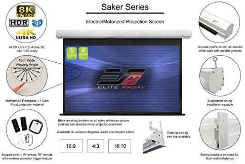 Elite Screens | Saker Series | SK100XHW-E12 | Įstrižainė 100" | 16:9 | Matomo vaizdo plotis (W) 221 cm | Baltas