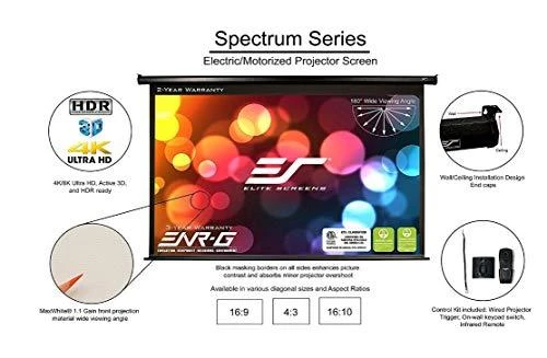 Elite Screens | Spectrum Series | Electric125XH | Įstrižainė 125" | 16:9 | Matomo vaizdo plotis (W) 277 cm | Baltas