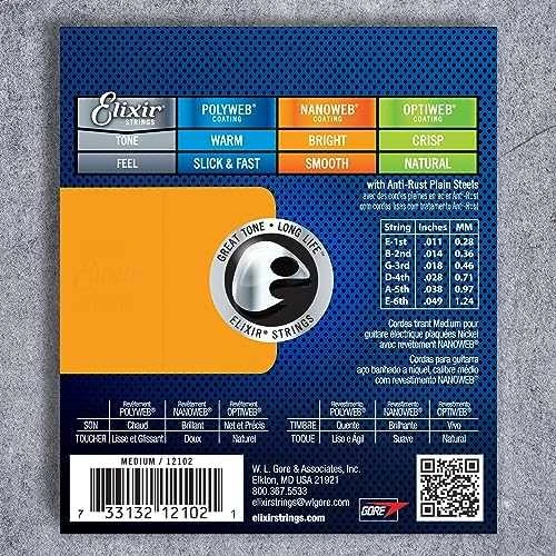 Elixir Strings Eliksyras Stygos el. gitarai Eliksyras 12102 Nanoweb 11-49