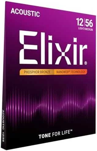Elixir Strings Eliksyras Strings Eliksyras 16077 NanoWeb Phosphor Bronze 12-56 – Akustinės gitaros stygos