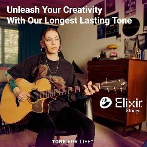 Elixir Strings Eliksyras Strings Eliksyras 16077 NanoWeb Phosphor Bronze 12-56 – Akustinės gitaros stygos