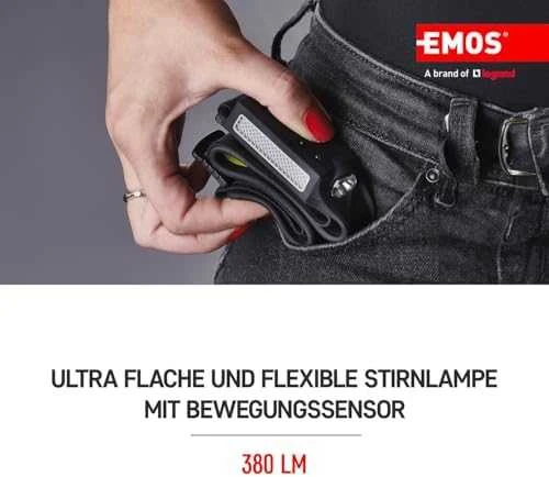 LED žibinuvėlis ant galvos įkraunamas, LED, šoninis 380lm, EMOS