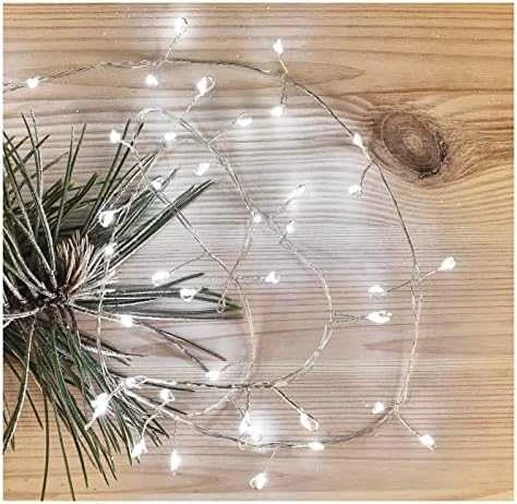 LED girlianda NANO, 4.5Vac (3xAA), 2.4m, 100 x LED, šaltai balta, su laikmačiu, EMOS