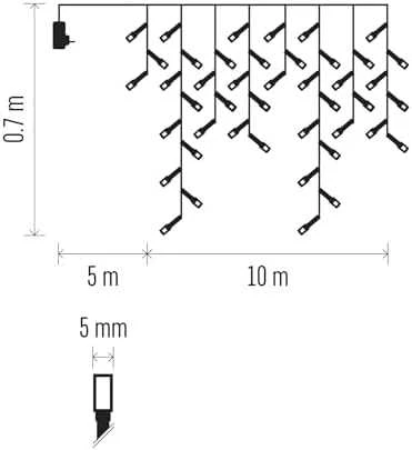 LED girlianda/užuolaida, 230Vac, 10 × 0,65m, 600 x LED, šaltai balta, su kontrole, EMOS