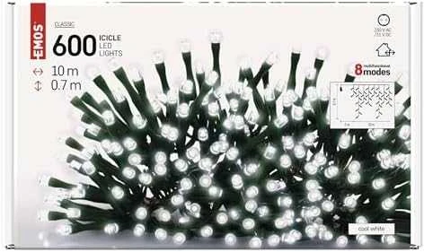 LED girlianda/užuolaida, 230Vac, 10 × 0,65m, 600 x LED, šaltai balta, su kontrole, EMOS
