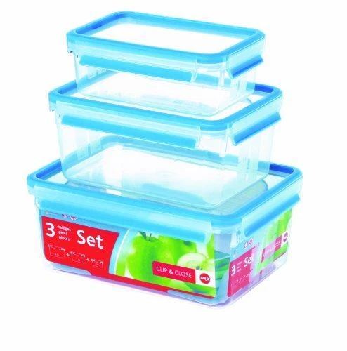Emsa Food Clip&Close 508567 3p rinkinys skaidrus/mėlynas