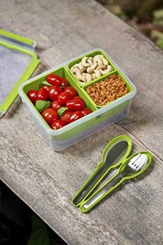 Emsa CLIP & GO Priešpiečių dėžutė XL, lunch box (žalias/transparent, with inserts)