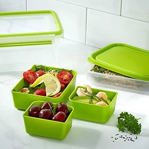 Emsa CLIP & GO Priešpiečių dėžutė XL, lunch box (žalias/transparent, with inserts)