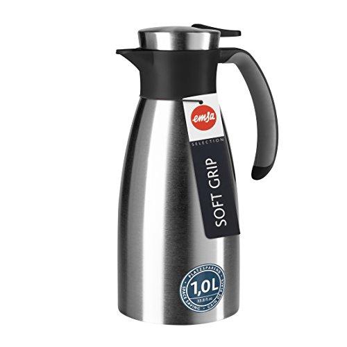 Emsa termoąsotis Soft Grip 1 l, nerūdijančiojo plieno, juodas/sidabrinis, 508932