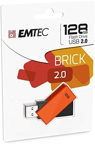Pendrive Emtec Emtec C350 Brick pamięć USB 128 GB USB Typu-A 2.0 Juodas, Oranžinė