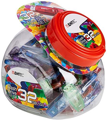 Emtec C410 Color Mix - saldainių indelis 2.0, 32 GB, USB A tipo, 2.0, 15 MB/s, dangtelis, daugiaspalvis