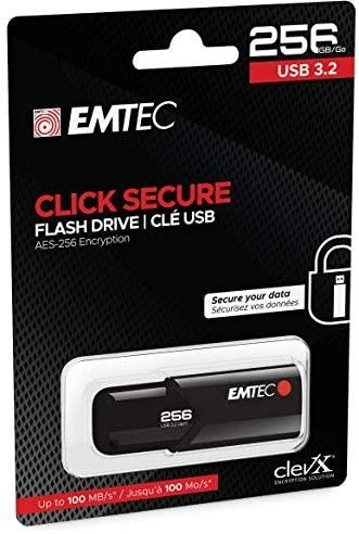 Emtec Emtec B120 Click Secure USB flash drive 256 GB USB Type-A 3.2 Gen 2 (3.1 Gen 2) Juodas
