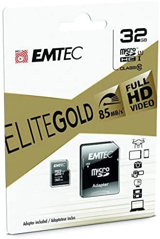 Atminties kortelė Karta Emtec Elite Gold Micro SDHC 32 GB 10 klasės UHS-I/U1 (ECMSDM32GHC10GP)
