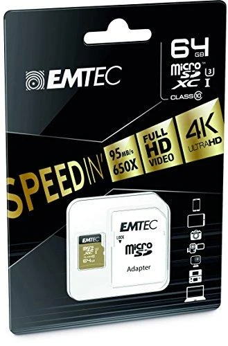 Karta Emtec Speedin Pro Micro SDXC 64 GB 10 klasės UHS-I/U3 A1 V30 (ECMSDM64GXC10SP)