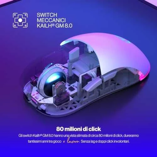 Pelė Myszka žaidimams Endorfy GEM Plus belaidė 26000 dpi optinė balta