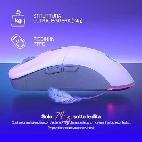 Pelė Myszka žaidimams Endorfy GEM Plus belaidė 26000 dpi optinė balta