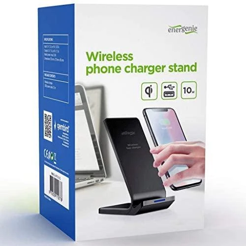 Gembird ENERGENIE EG-WPC10-02 Bevielio telefono įkroviklio stovas 10 W juodos spalvos