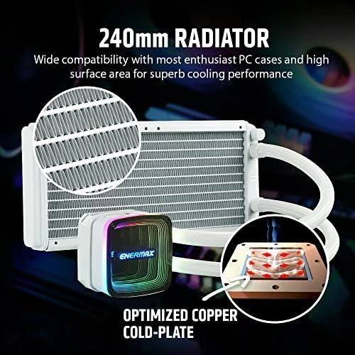 Enermax ELC-AQFA240-SQA-W Kompiuterio aušinimo sistema Procesorius Aušinimo skysčiu rinkinys 12 cm Balta 1 vnt