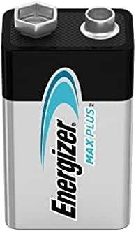 Energizer 9V baterija, viršutinė dalis su poliais
