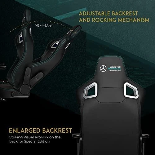 Žaidimų kėdė Noblechairs EPIC Mercedes-AMG Petronas Formula One Team - 2021 Edition Vinilo/PU hibridinės odos žaidimų kėdė