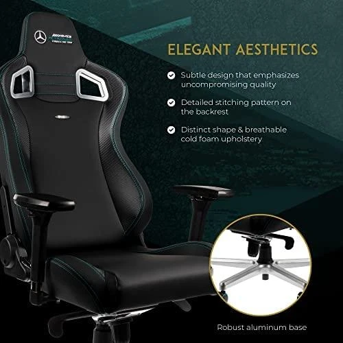 Žaidimų kėdė Noblechairs EPIC Mercedes-AMG Petronas Formula One Team - 2021 Edition Vinilo/PU hibridinės odos žaidimų kėdė