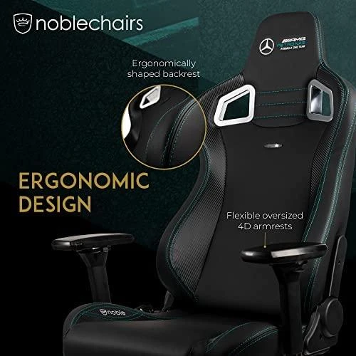 Žaidimų kėdė Noblechairs EPIC Mercedes-AMG Petronas Formula One Team - 2021 Edition Vinilo/PU hibridinės odos žaidimų kėdė