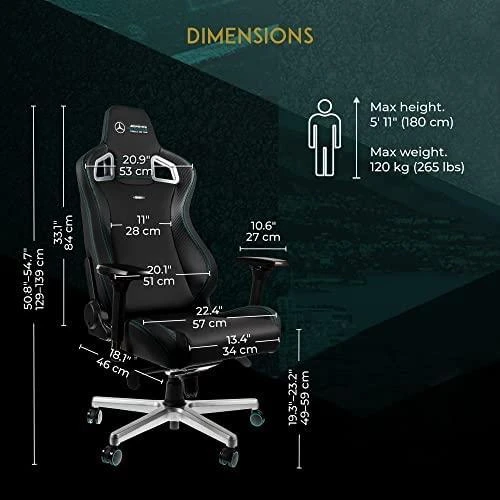 Žaidimų kėdė Noblechairs EPIC Mercedes-AMG Petronas Formula One Team - 2021 Edition Vinilo/PU hibridinės odos žaidimų kėdė