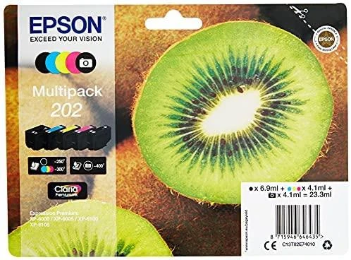 Epson Kiwi 202 Originalus Juoda, Žydras, Rausvai raudona, Foto juoda, Geltona 1 vnt