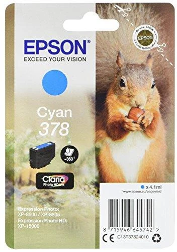 Epson Squirrel C13T37824010 rašalo kasetė Originalus Žydras 1 vnt
