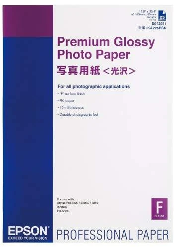 „Epson Premium Glossy Photo Paper“, DIN A2, 255 g/m2, 25 lapai