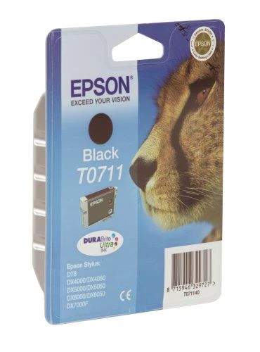 EPSON T0711 rašalo kasetė juodas standartinės talpos 7,4 ml 1 pakuotės lizdinė plokštelė be signalizacijos