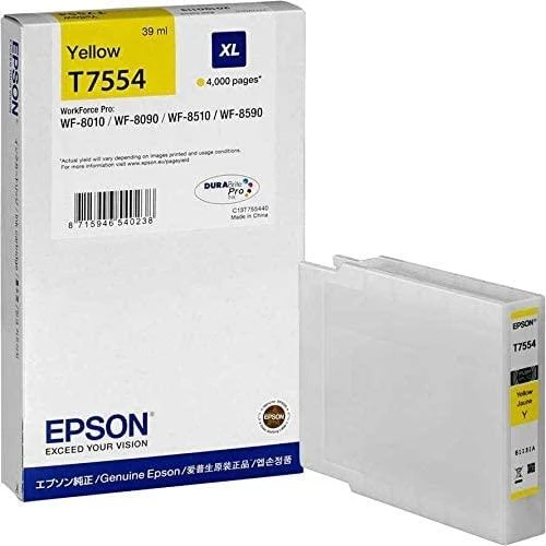 Rašalo kasetė Epson T7554 XL. Geltona