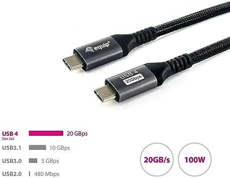 Kabelis USB Equip USB-C - USB-C 2 m Juodas (128382)