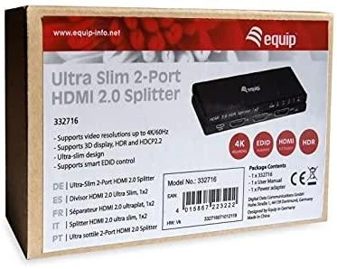 HDMI skirstytuvo Equip pakuotė su specifikacijomis