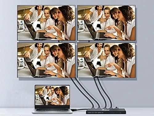HDMI 4-prievadų skirstytuvas, rodantis vaizdą per keturis ekranus