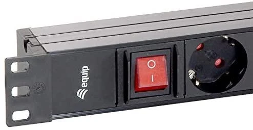 Equip 19 colių (1U) 8 kontaktų „Schukon“ lizdų juosta, 1,8 m ilgio