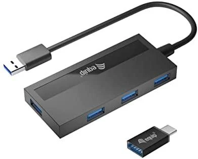 Keturių prievadų USB šakotuvas su USB-C adapteriu
